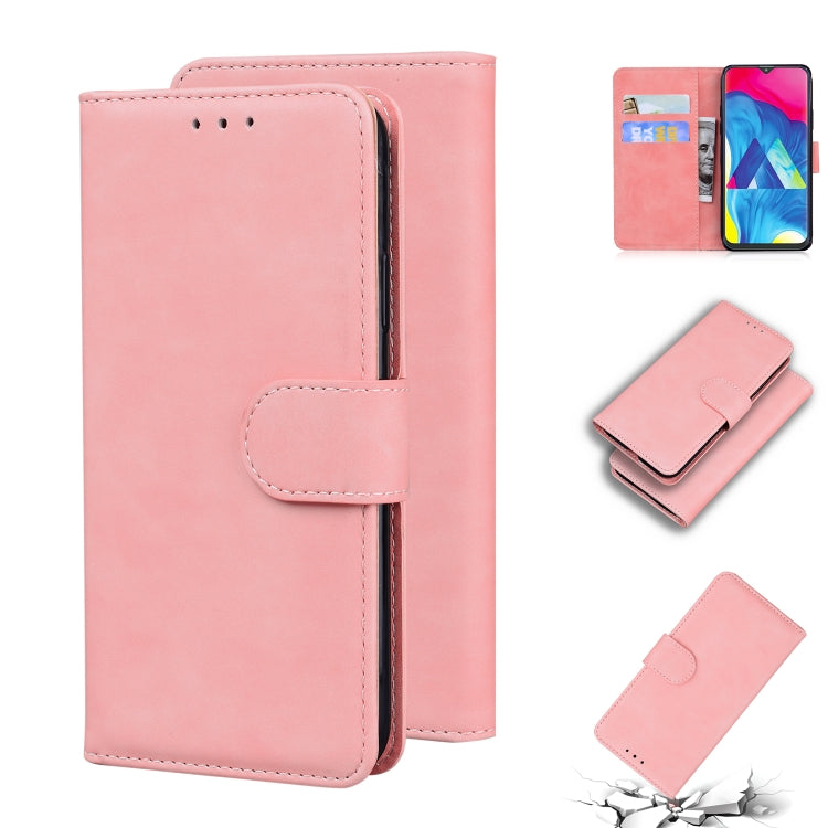 For Samsung Galaxy A10 / M10 Skin Feel Pure Color Flip Leather Phone Case