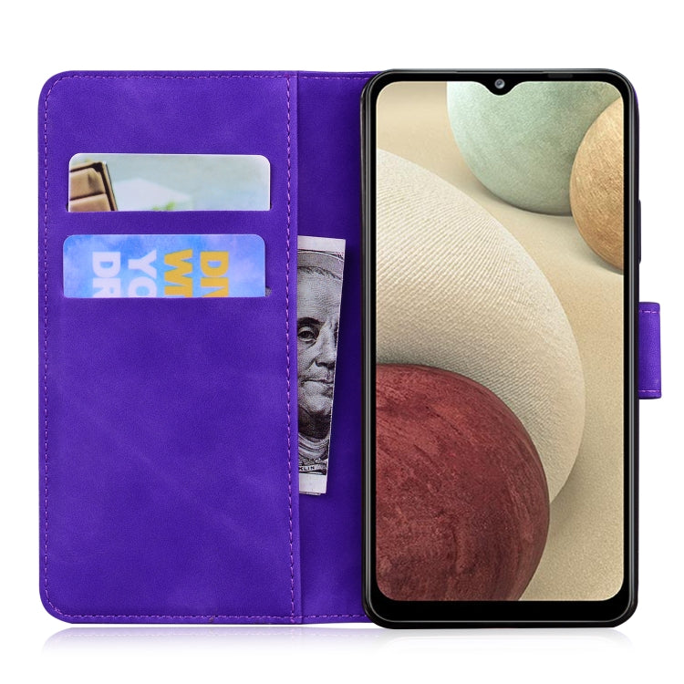 For Samsung Galaxy A12 5G Skin Feel Pure Color Flip Leather Phone Case
