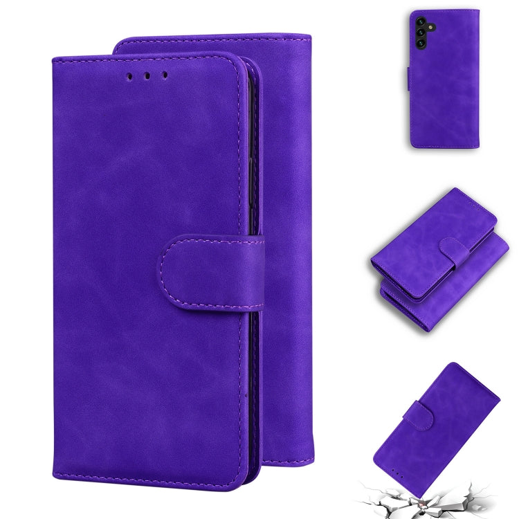 For Samsung Galaxy A13 5G Skin Feel Pure Color Flip Leather Phone Case