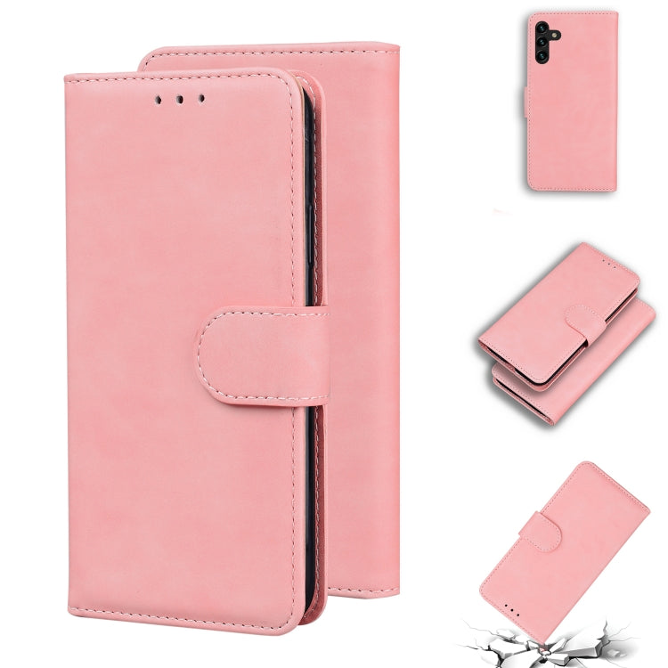 For Samsung Galaxy A13 5G Skin Feel Pure Color Flip Leather Phone Case
