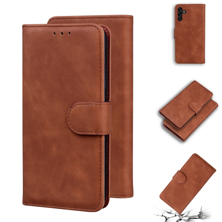 For Samsung Galaxy A13 5G Skin Feel Pure Color Flip Leather Phone Case