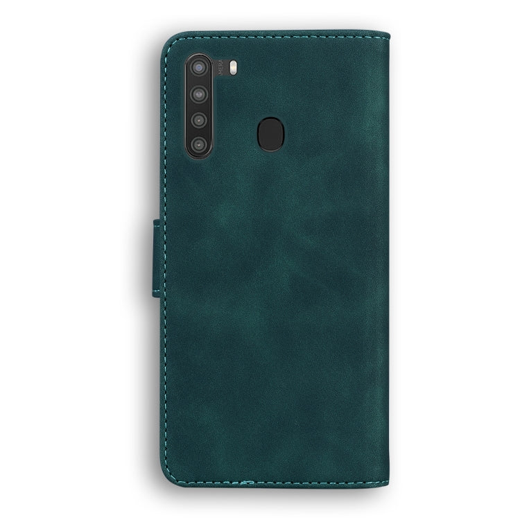 For Samsung Galaxy A21 Skin Feel Pure Color Flip Leather Phone Case