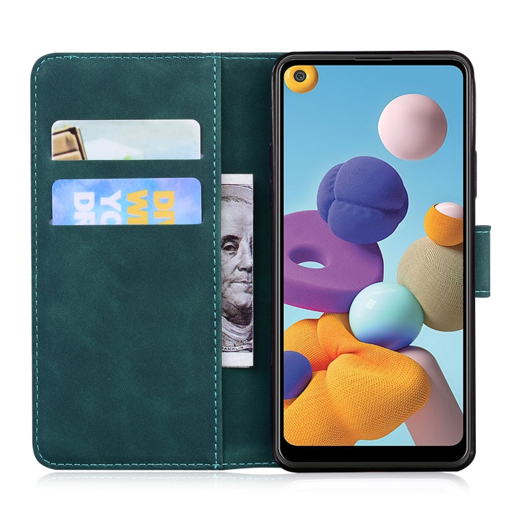 For Samsung Galaxy A21 Skin Feel Pure Color Flip Leather Phone Case