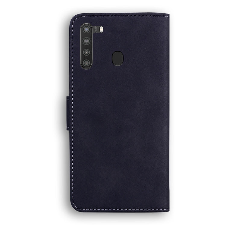 For Samsung Galaxy A21 Skin Feel Pure Color Flip Leather Phone Case