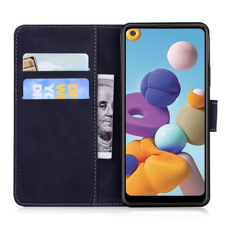 For Samsung Galaxy A21 Skin Feel Pure Color Flip Leather Phone Case