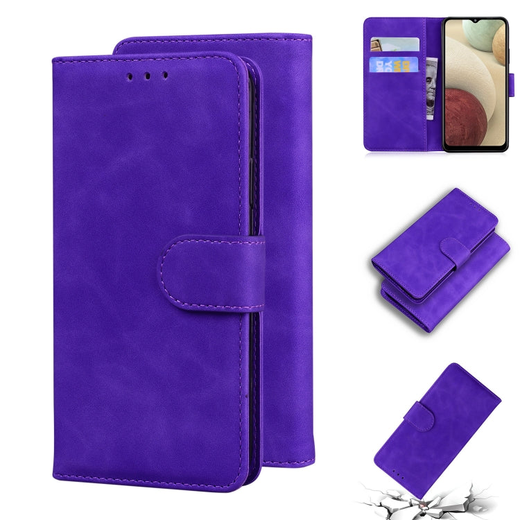 For Samsung Galaxy A22 4G Skin Feel Pure Color Flip Leather Phone Case