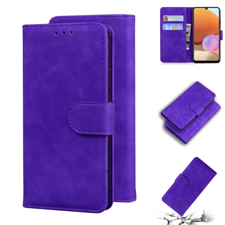 For Samsung Galaxy A32 4G Skin Feel Pure Color Flip Leather Phone Case