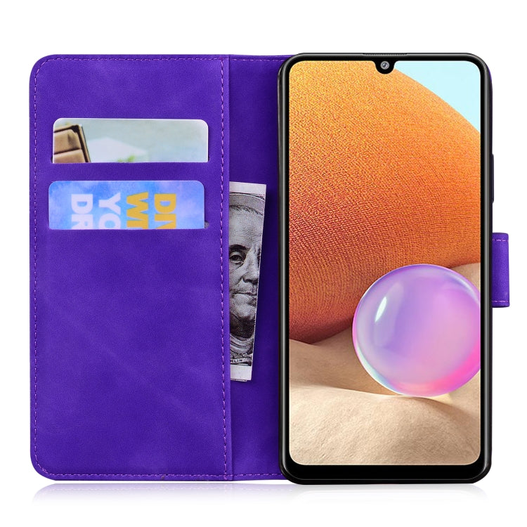 For Samsung Galaxy A32 4G Skin Feel Pure Color Flip Leather Phone Case
