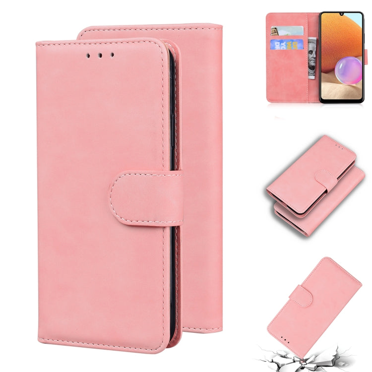 For Samsung Galaxy A32 4G Skin Feel Pure Color Flip Leather Phone Case