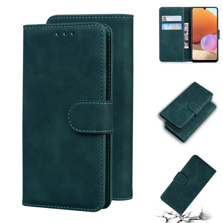 For Samsung Galaxy A32 4G Skin Feel Pure Color Flip Leather Phone Case