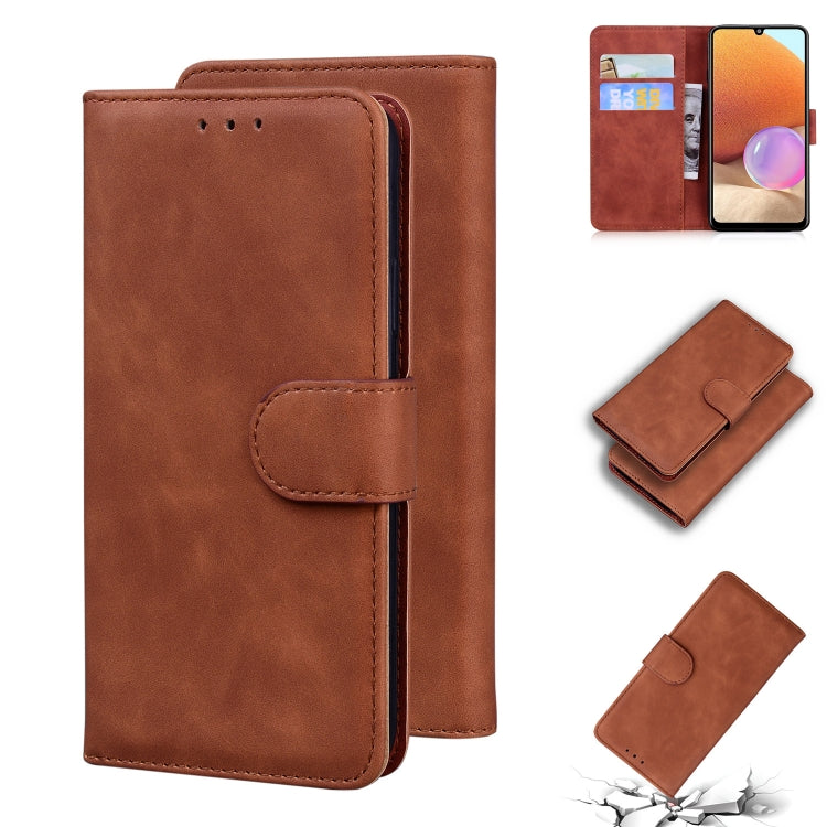 For Samsung Galaxy A32 4G Skin Feel Pure Color Flip Leather Phone Case