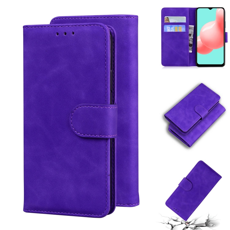For Samsung Galaxy A32 5G Skin Feel Pure Color Flip Leather Phone Case