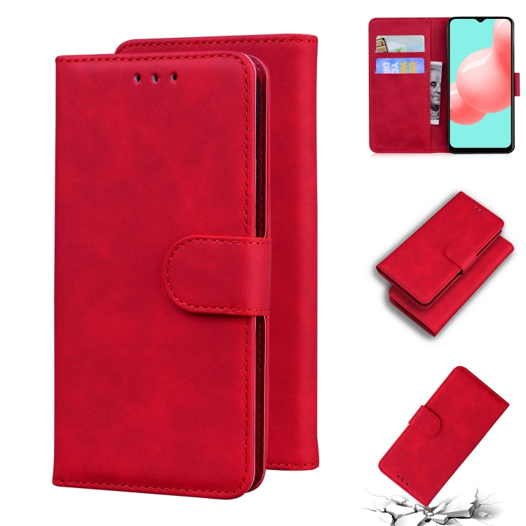 For Samsung Galaxy A32 5G Skin Feel Pure Color Flip Leather Phone Case