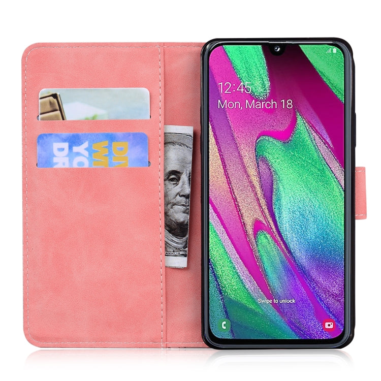 For Samsung Galaxy A40 Skin Feel Pure Color Flip Leather Phone Case