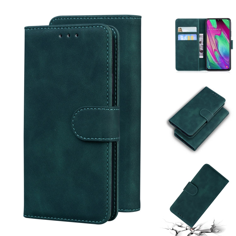 For Samsung Galaxy A40 Skin Feel Pure Color Flip Leather Phone Case