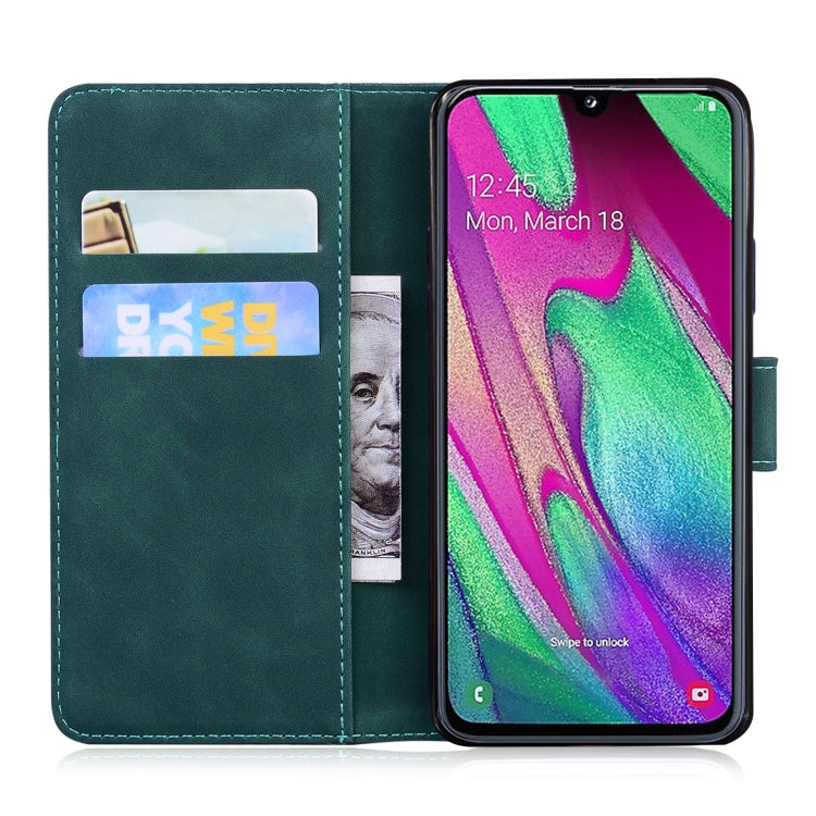 For Samsung Galaxy A40 Skin Feel Pure Color Flip Leather Phone Case