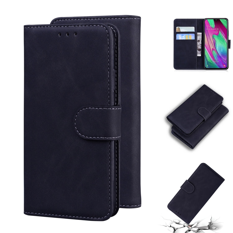 For Samsung Galaxy A40 Skin Feel Pure Color Flip Leather Phone Case