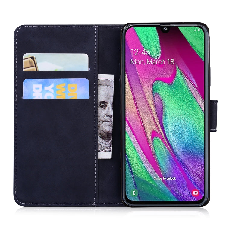 For Samsung Galaxy A40 Skin Feel Pure Color Flip Leather Phone Case