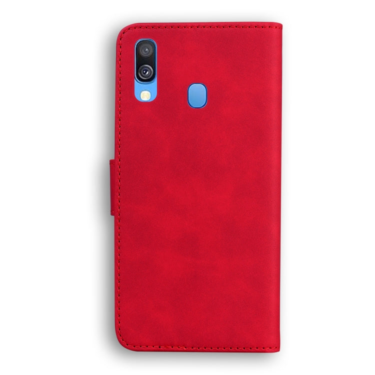 For Samsung Galaxy A40 Skin Feel Pure Color Flip Leather Phone Case