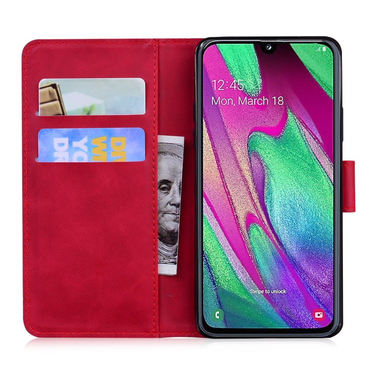 For Samsung Galaxy A40 Skin Feel Pure Color Flip Leather Phone Case