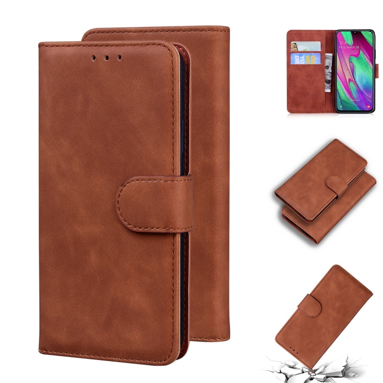 For Samsung Galaxy A40 Skin Feel Pure Color Flip Leather Phone Case