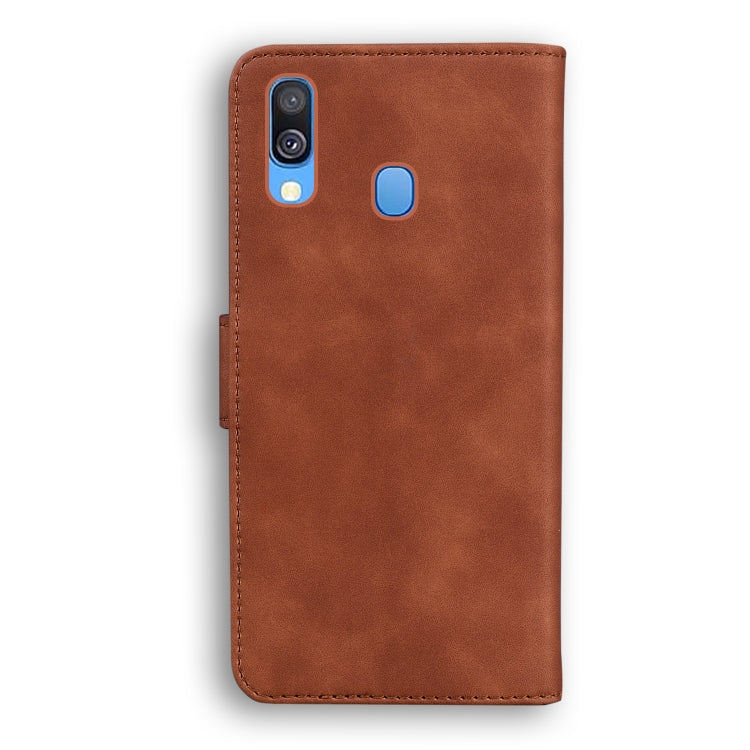 For Samsung Galaxy A40 Skin Feel Pure Color Flip Leather Phone Case