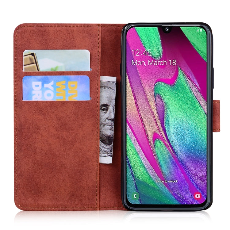 For Samsung Galaxy A40 Skin Feel Pure Color Flip Leather Phone Case