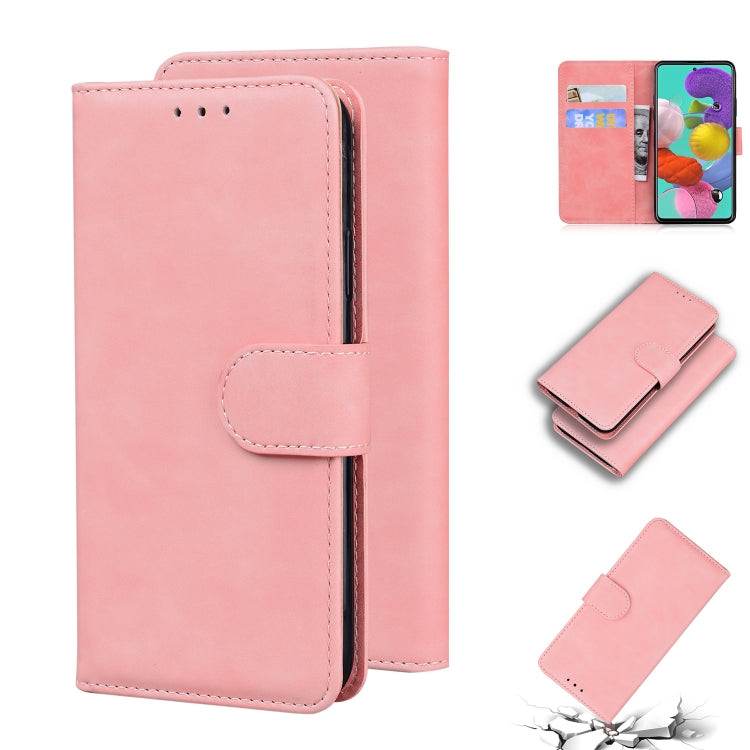 For Samsung Galaxy A51 4G Skin Feel Pure Color Flip Leather Phone Case