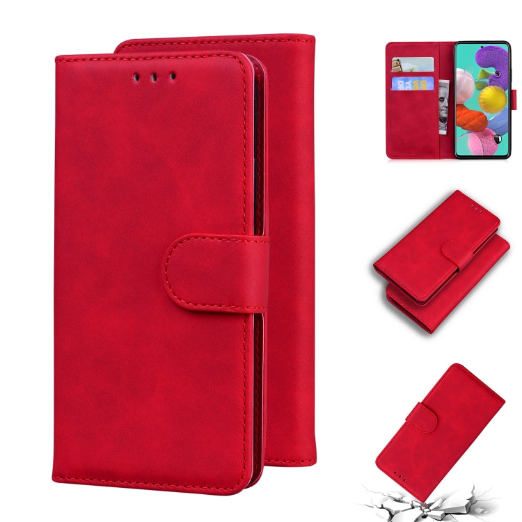 For Samsung Galaxy A51 4G Skin Feel Pure Color Flip Leather Phone Case
