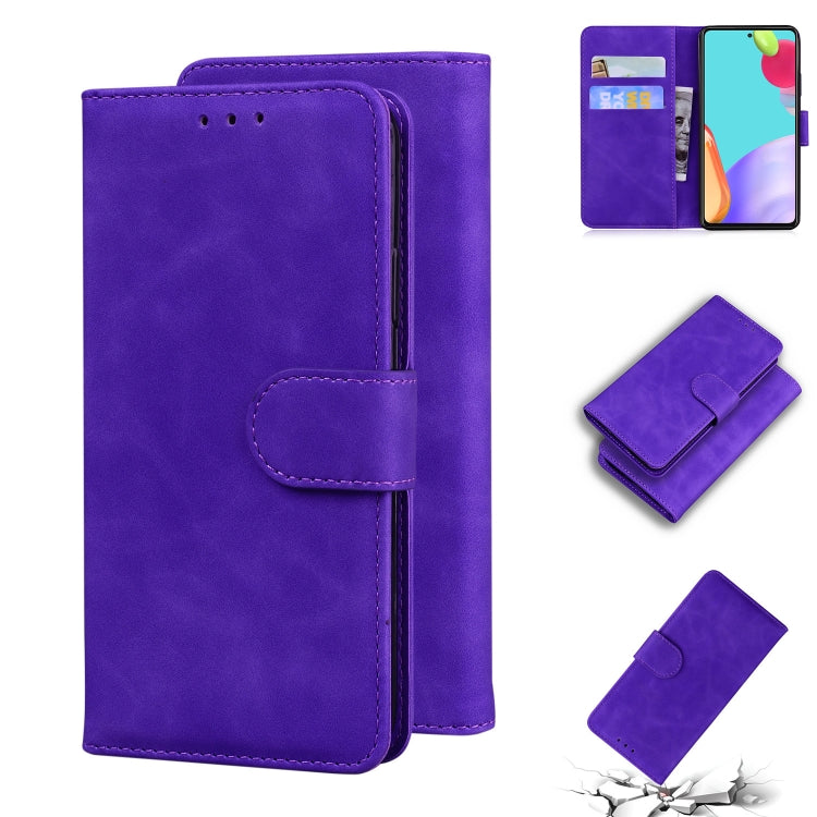 For Samsung Galaxy A52 5G Skin Feel Pure Color Flip Leather Phone Case