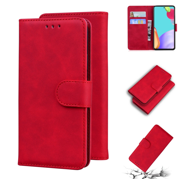 For Samsung Galaxy A52 5G Skin Feel Pure Color Flip Leather Phone Case
