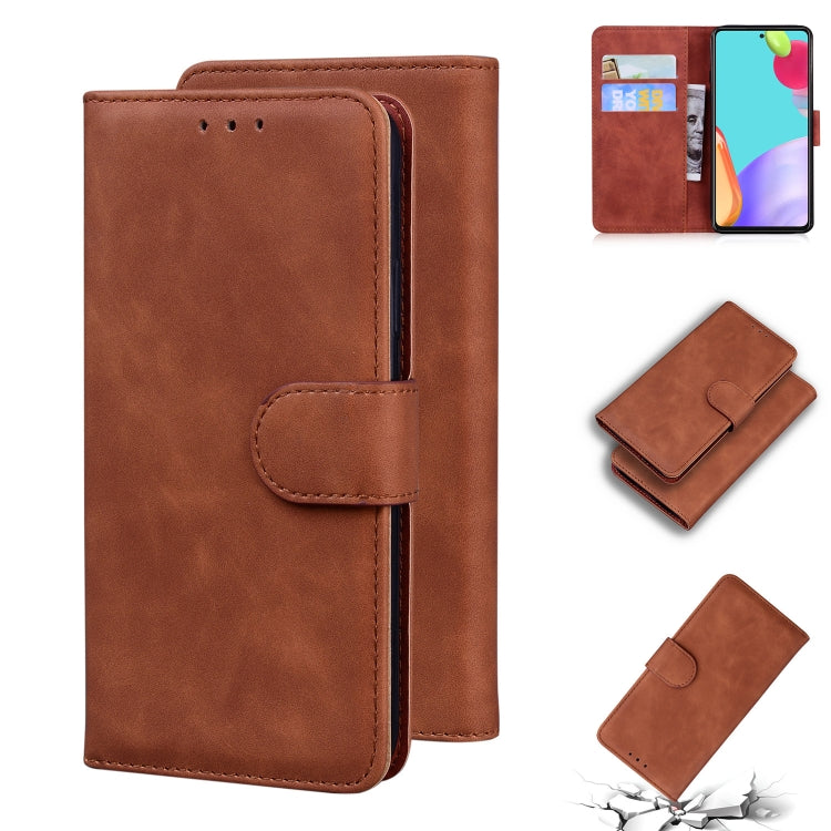 For Samsung Galaxy A52 5G Skin Feel Pure Color Flip Leather Phone Case