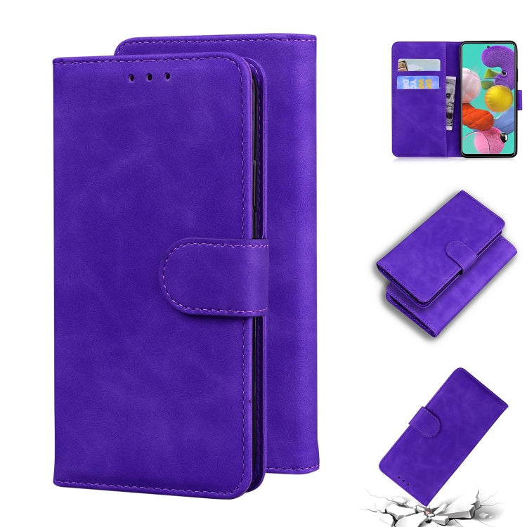 For Samsung Galaxy A71 4G Skin Feel Pure Color Flip Leather Phone Case