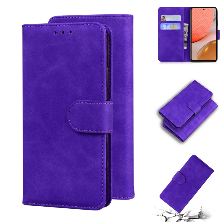 For Samsung Galaxy A72 5G Skin Feel Pure Color Flip Leather Phone Case