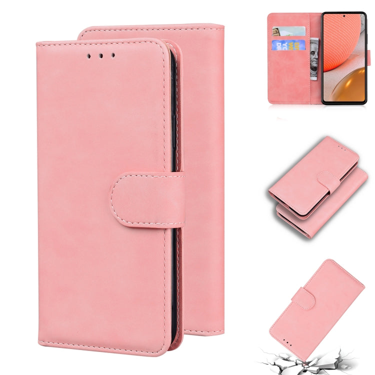 For Samsung Galaxy A72 5G Skin Feel Pure Color Flip Leather Phone Case