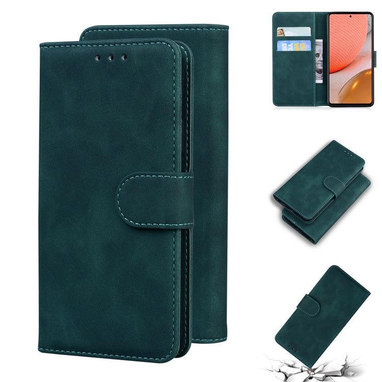 For Samsung Galaxy A72 5G Skin Feel Pure Color Flip Leather Phone Case