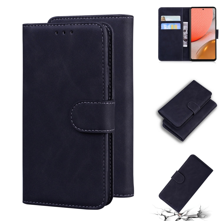 For Samsung Galaxy A72 5G Skin Feel Pure Color Flip Leather Phone Case