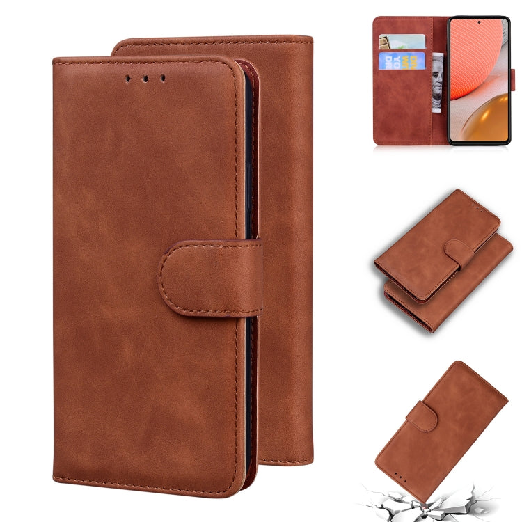 For Samsung Galaxy A72 5G Skin Feel Pure Color Flip Leather Phone Case