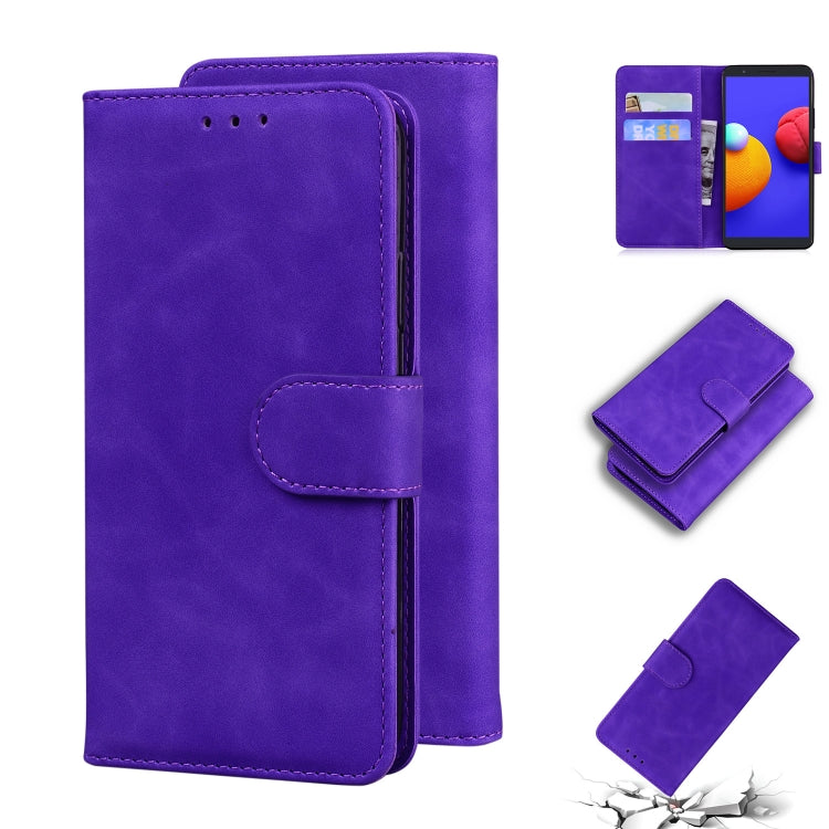 For Samsung Galaxy A01 Core / M01 Core Skin Feel Pure Color Flip Leather Phone Case