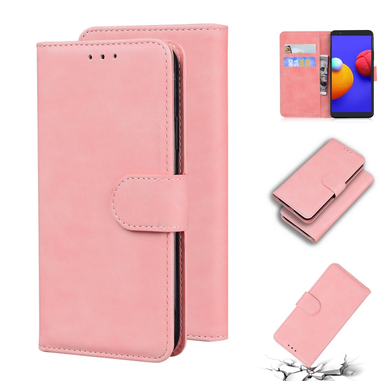 For Samsung Galaxy A01 Core / M01 Core Skin Feel Pure Color Flip Leather Phone Case