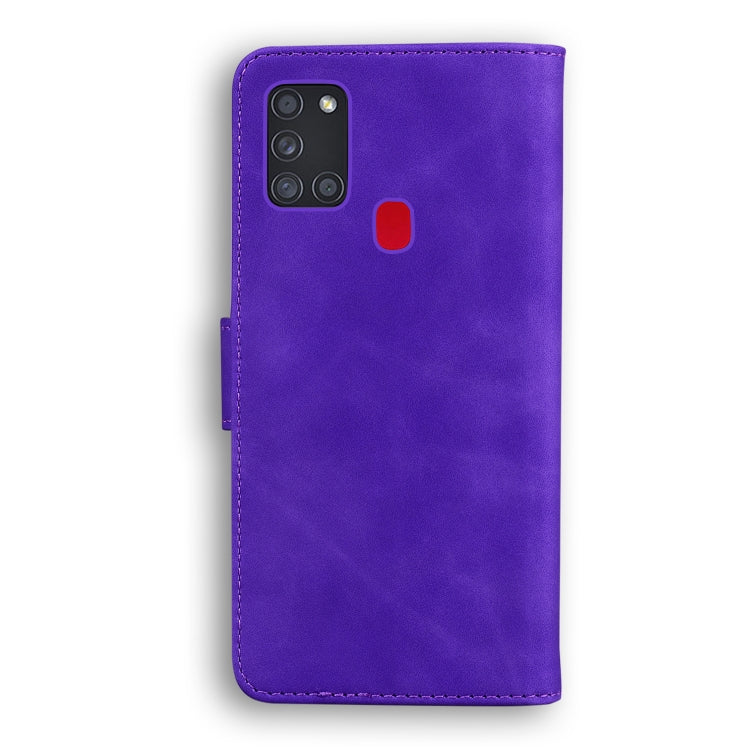 For Samsung Galaxy A21s Skin Feel Pure Color Flip Leather Phone Case