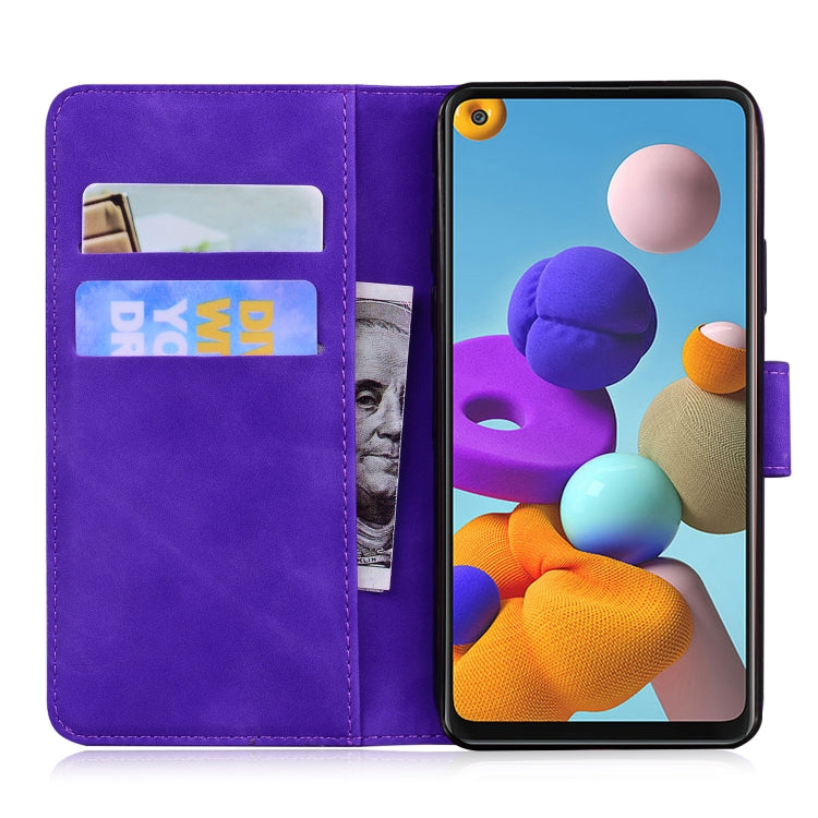 For Samsung Galaxy A21s Skin Feel Pure Color Flip Leather Phone Case