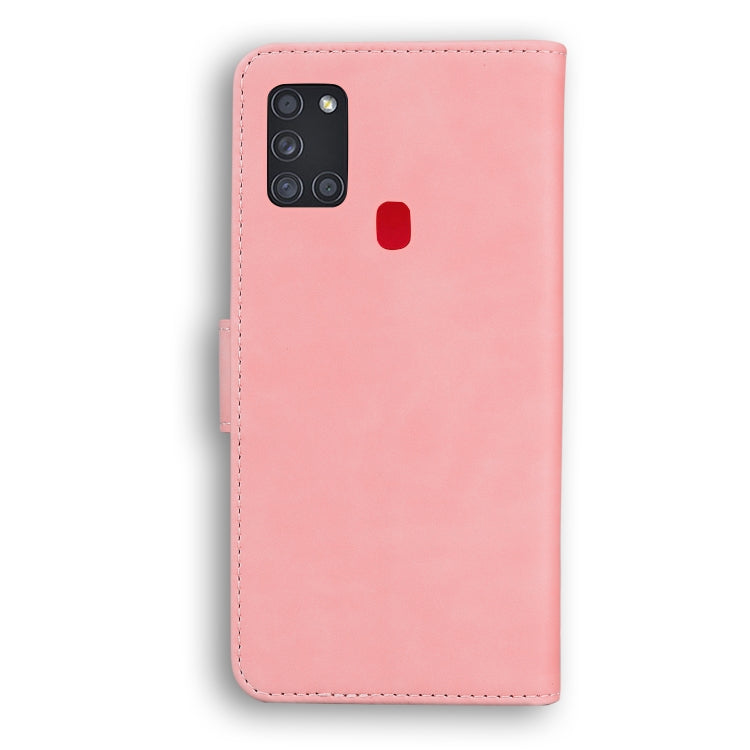 For Samsung Galaxy A21s Skin Feel Pure Color Flip Leather Phone Case