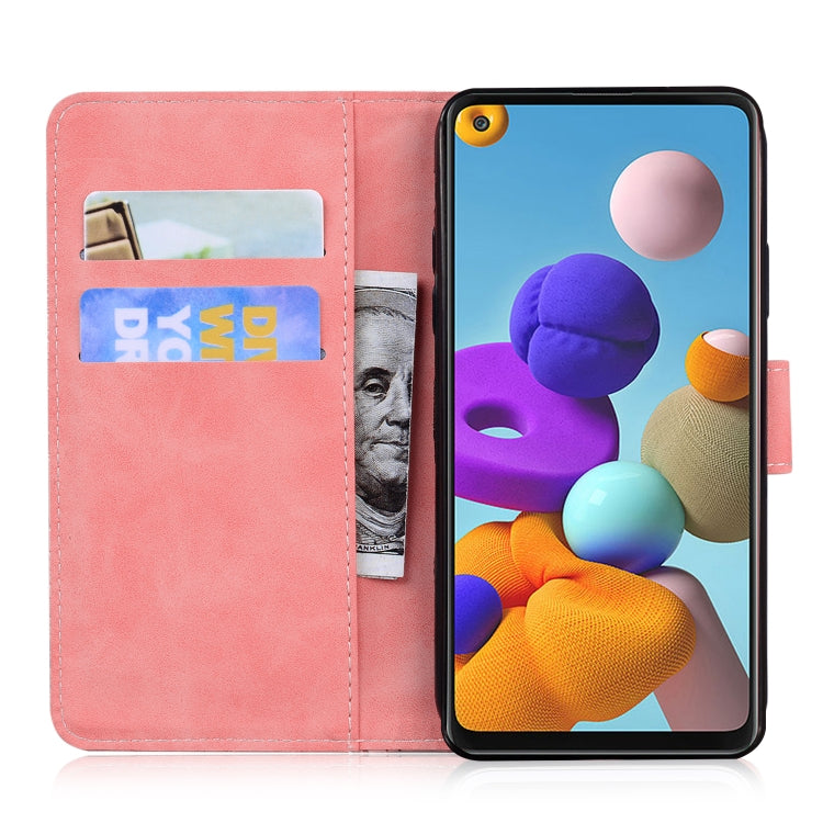 For Samsung Galaxy A21s Skin Feel Pure Color Flip Leather Phone Case