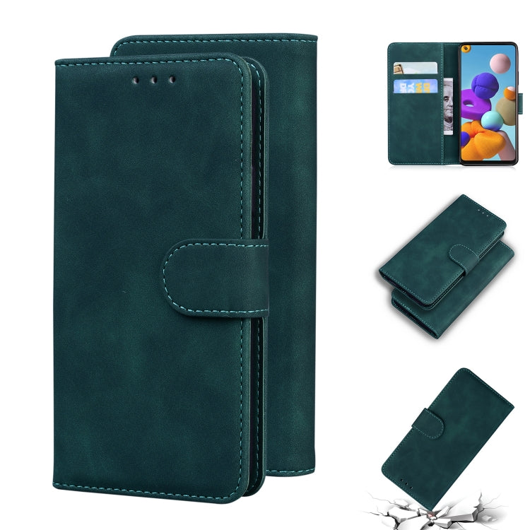 For Samsung Galaxy A21s Skin Feel Pure Color Flip Leather Phone Case