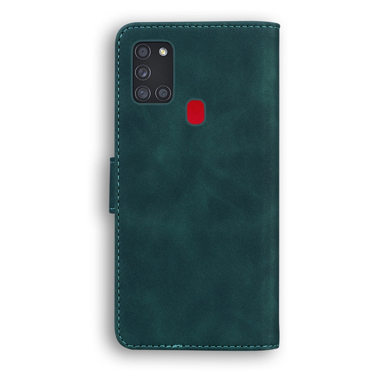 For Samsung Galaxy A21s Skin Feel Pure Color Flip Leather Phone Case