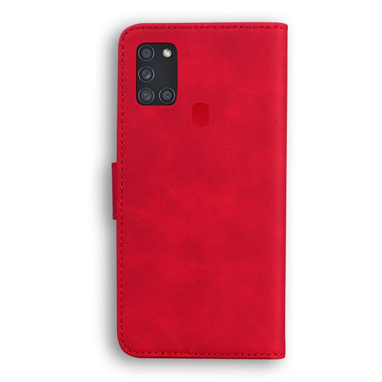 For Samsung Galaxy A21s Skin Feel Pure Color Flip Leather Phone Case