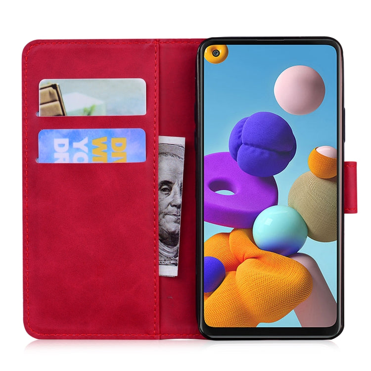 For Samsung Galaxy A21s Skin Feel Pure Color Flip Leather Phone Case