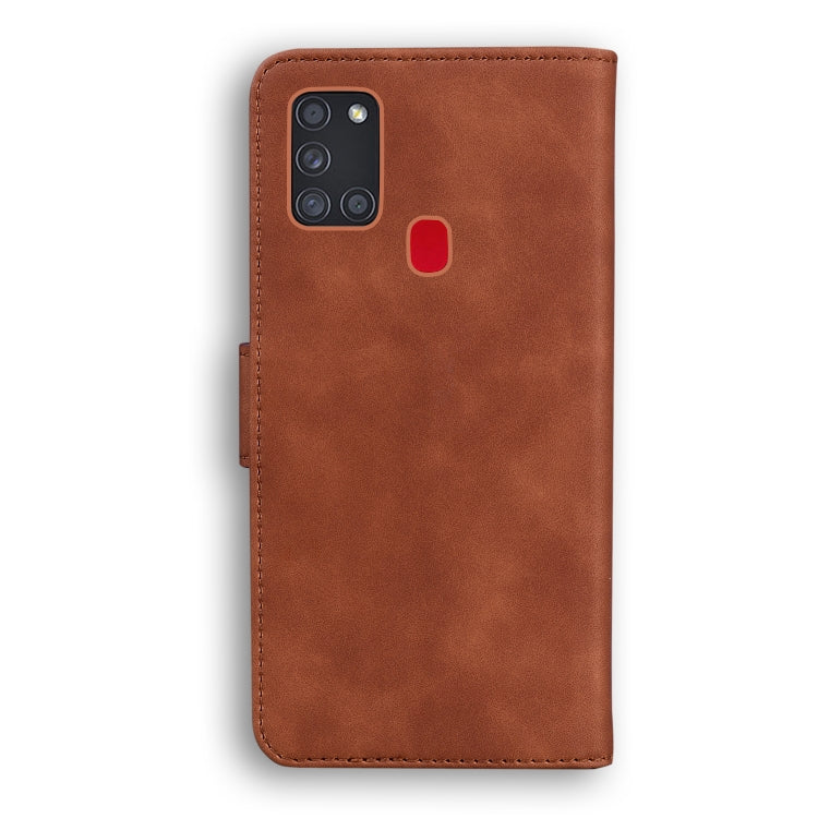 For Samsung Galaxy A21s Skin Feel Pure Color Flip Leather Phone Case