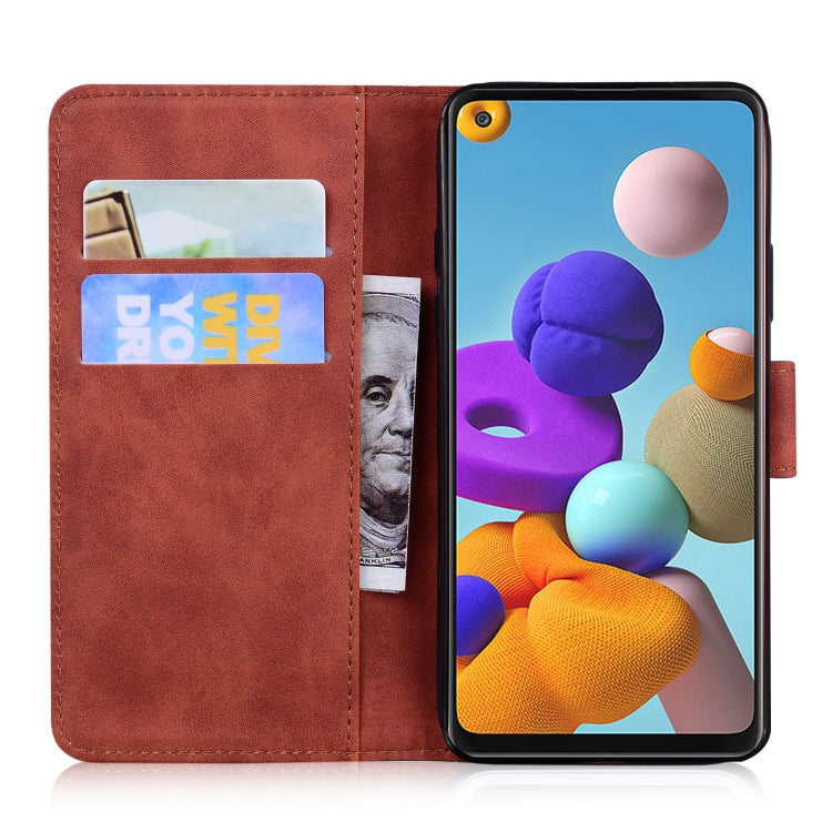 For Samsung Galaxy A21s Skin Feel Pure Color Flip Leather Phone Case